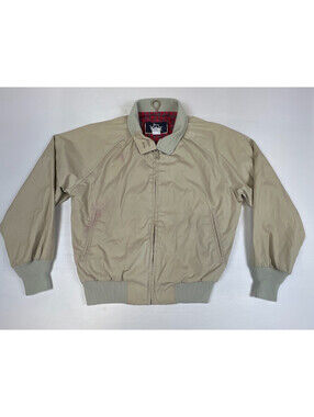 Vintage Woolrich Women's Harrington Jacket Size 12 Tan Tartan Lined Golf Bomber
